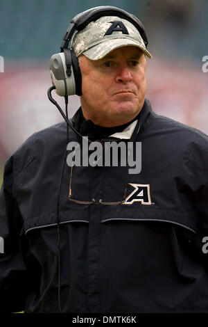 Army head coach Rich Ellerson yells to an official during the first ...