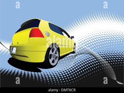 Yellow Car sedan on the road. Vector illustration Stock Vector Image ...
