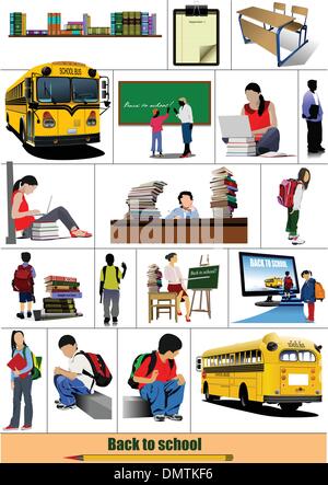 Back to school. Big set of School images. Vector Stock Vector