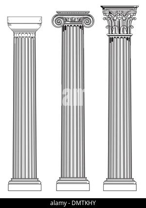 Ancient Greek columns. Roman pillar. Building design elements and ...