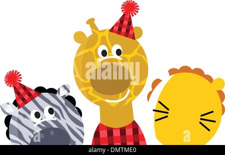 Cute safari christmas animals isolated on white background Stock Vector