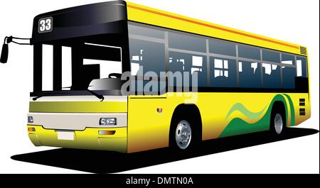 Yellow city bus. Coach. Vector illustration Stock Vector
