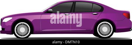Purple car sedan on the road. Vector illustration Stock Vector
