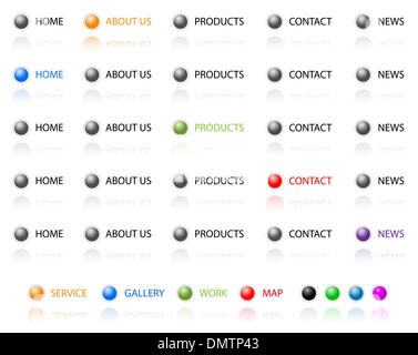 Set of vector aqua web 2.0 site navigation buttons. Easy to edit Stock Vector