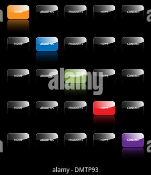Set of vector aqua web 2.0 site navigation tabs and buttons. Eas Stock Vector