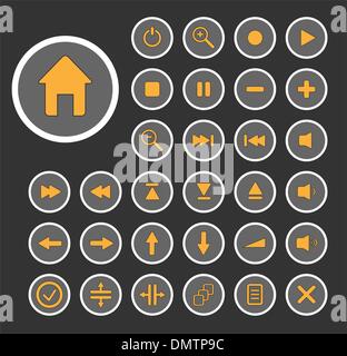 Collection of vector audio buttons. Easy to edit, any size. Stock Vector