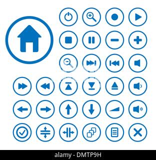 Collection of vector audio buttons. Easy to edit, any size. Stock Vector
