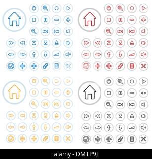 Collection of vector audio buttons. Easy to edit, any size, diff Stock Vector