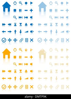 Collection of vector buttons with reflection. Active and inactiv Stock Vector