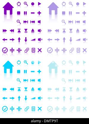 Collection of vector buttons with reflection. Active and inactiv Stock Vector