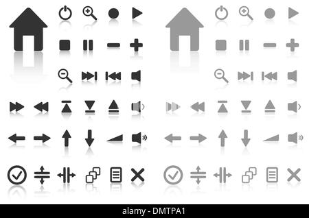 Collection of vector buttons with reflection. Active and inactiv Stock Vector