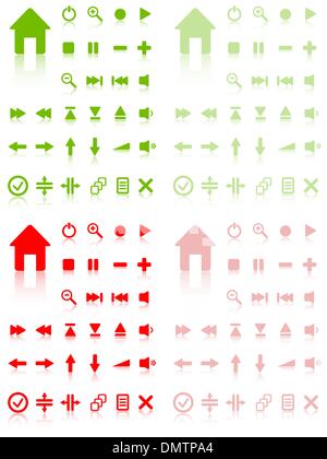 Collection of vector buttons with reflection. Active and inactiv Stock Vector
