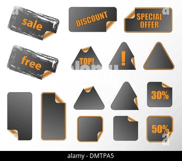 Collection of promotion vector labels. Different shapes, easy to Stock Vector