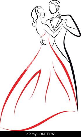 Ballroom dancing. Silhouette of a dancing couple. Vector illustration ...