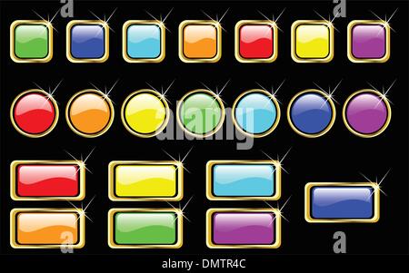 vector rainbow glossy buttons set Stock Vector