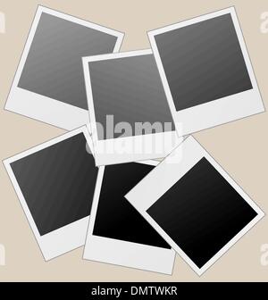 Realistic vector photo frames isolated on brown background. Stock Vector