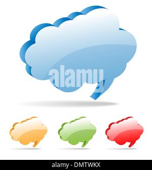 Set of 3D vector cloud thinking bubbles for comics or web. Stock Vector