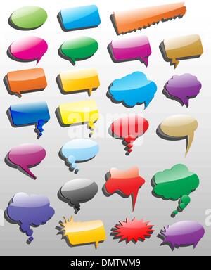Collection of different empty vector 3D shapes of speech bubbles Stock Vector