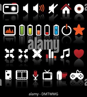 Set of vector multimedia web buttons, icons. Audio, video. photo Stock Vector