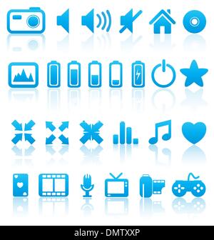 Set of vector multimedia web buttons, icons. Audio, video. photo Stock Vector