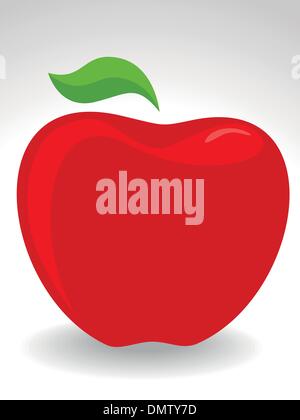 Vector, red apple with a heart symbol on isolated background. Stock Vector