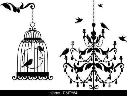 birdcage and chandelier, vectorStock Vector Illustration:vinta Stock Vector
