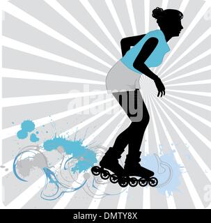 Vector drawing a girl on roller-skates Stock Vector