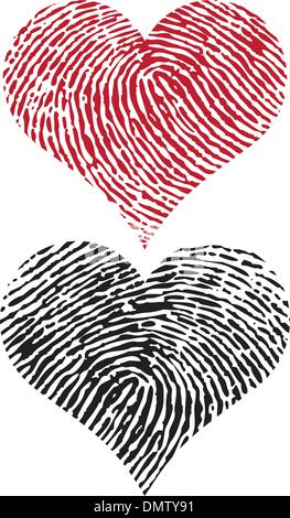 fingerprint hearts, vector Stock Vector