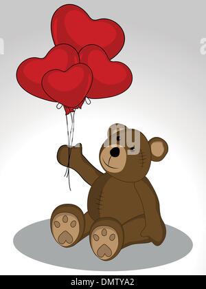 Teddy bear with a red heart with lettering I love you in paws art ...