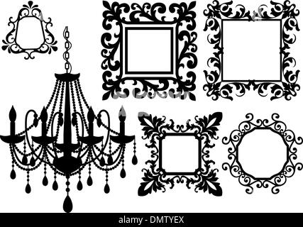 frames and chandelier, vector Stock Vector