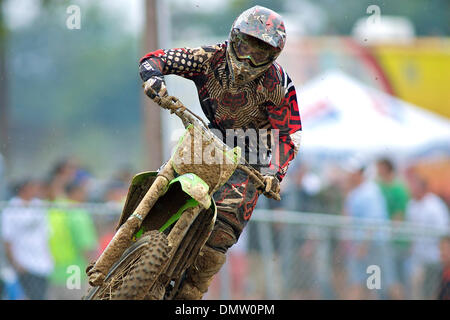 Sept. 12, 2009 - Budds Creek, Maryland, U.S -  22 August  2009:  A rider gets some air during the Lucas Oil Motocross Championships at Budds Creek Motocross in Budds Creek , Maryland  (Credit Image: © Southcreek Global/ZUMApress.com) Stock Photo