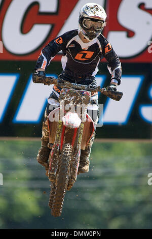 Sept. 12, 2009 - Budds Creek, Maryland, U.S -  22 August  2009:  A rider gets some air during the Lucas Oil Motocross Championships at Budds Creek Motocross in Budds Creek , Maryland  (Credit Image: © Southcreek Global/ZUMApress.com) Stock Photo