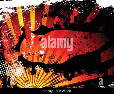 Abstract Grunge Halftone Background in orange. Stock Vector