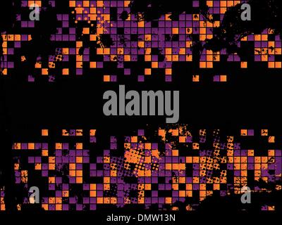 Halloween orange and black grunge background with silhouettes of ...