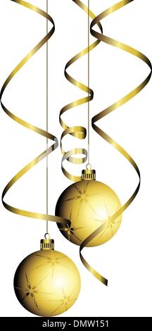 christmas ball with curly ribbon Stock Vector