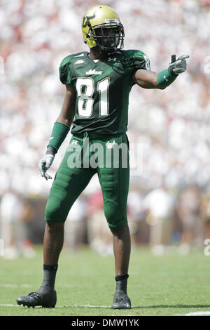 Sept. 26, 2009 - Tallahassee, Florida, U.S - 26 September 2009: South Florida wide receiver Dontavia Bogan (81) points to the sidelines prior to a play in the second quarter. The University of South Florida Bulls won 17-7 in this noon game at Doak S. Campbell Stadium in Tallahassee, FL. (Credit Image: © Southcreek Global/ZUMApress.com) Stock Photo