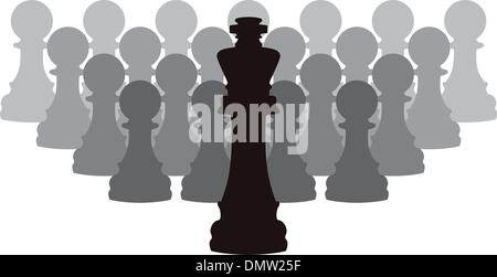 vector chess pieces of a king and pawns Stock Vector