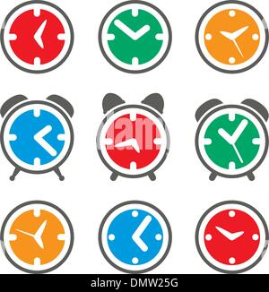 vector set of colorful clock symbols Stock Vector