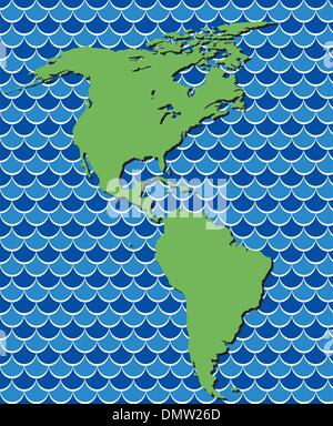 vector abstract map of north and south america Stock Vector