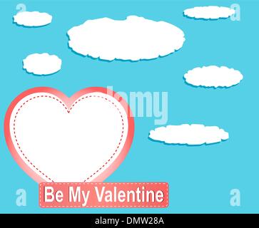 Valentine heart balloons and clouds against blue sky Stock Vector
