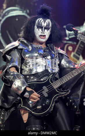 Oct. 3, 2009 - Toronto, Ontario, Canada - 02 October 2009:  Gene Simmons and KISS performs to a sold-out audience during the Alive 35 Tour at the Air Canada Centre in Toronto, ON (Credit Image: © Southcreek Global/ZUMApress.com) Stock Photo