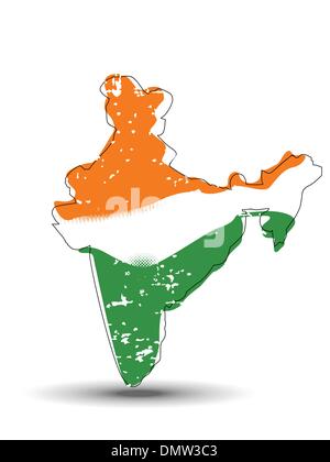 A vector illustration of An India map coverd with Indian Flag. Stock Vector