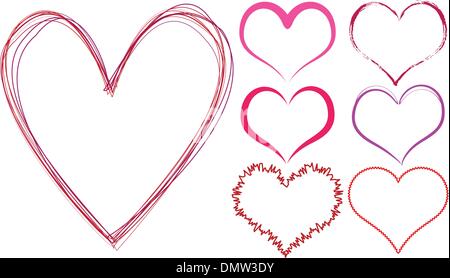 scribble hearts Stock Vector