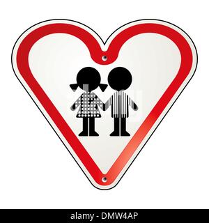 give way sign child protection Stock Vector