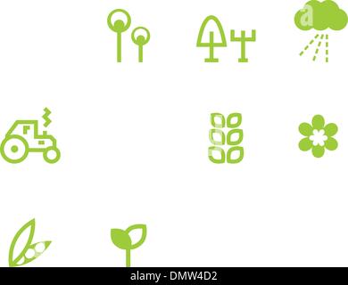 Agriculture & farming icons set isolated on white ( green ) Stock Vector