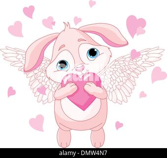 Cute rabbit with love heart Stock Vector