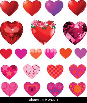 Set of Different Hearts Stock Vector