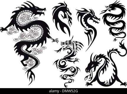 dragon tattoo, vector Stock Vector