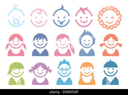 baby and children faces Stock Vector