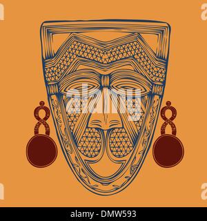 african mask with heavy earings Stock Vector